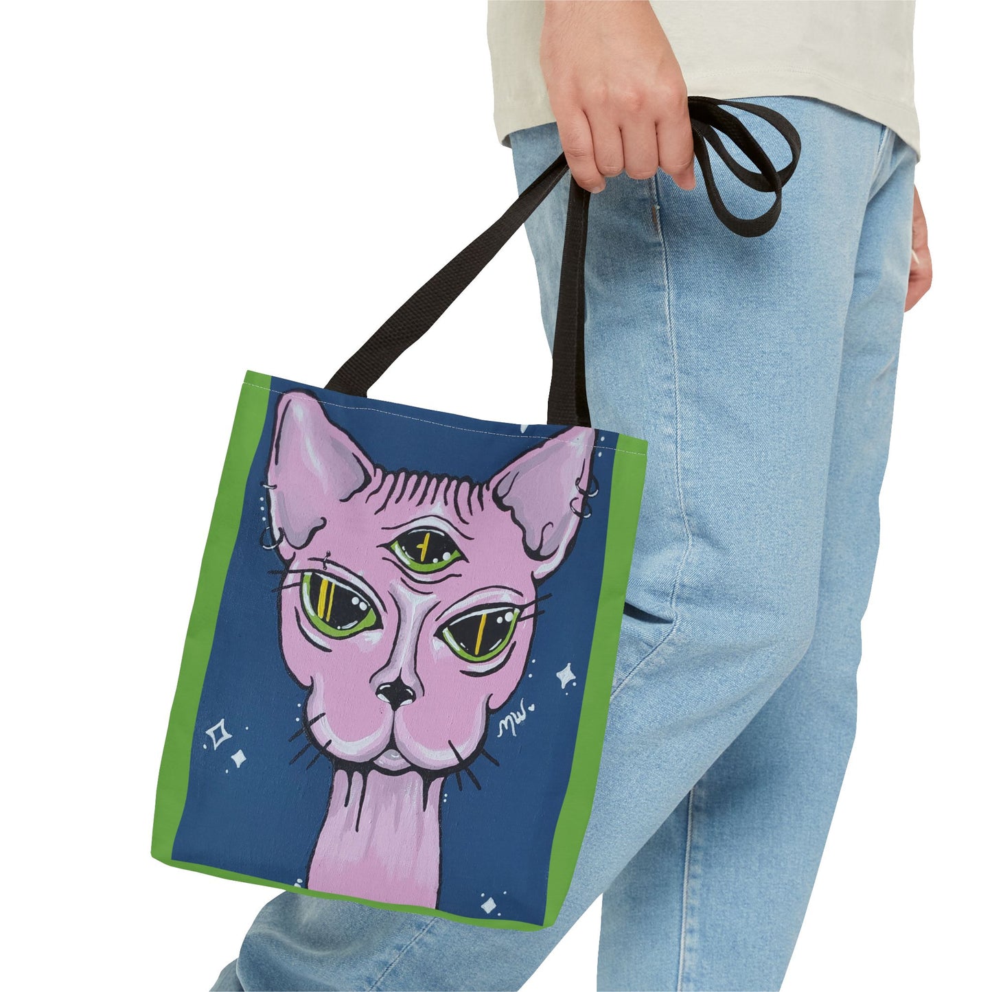 Madam Feline Tote Bag (Peculiar Paintings Collection) LIGHT GREEN