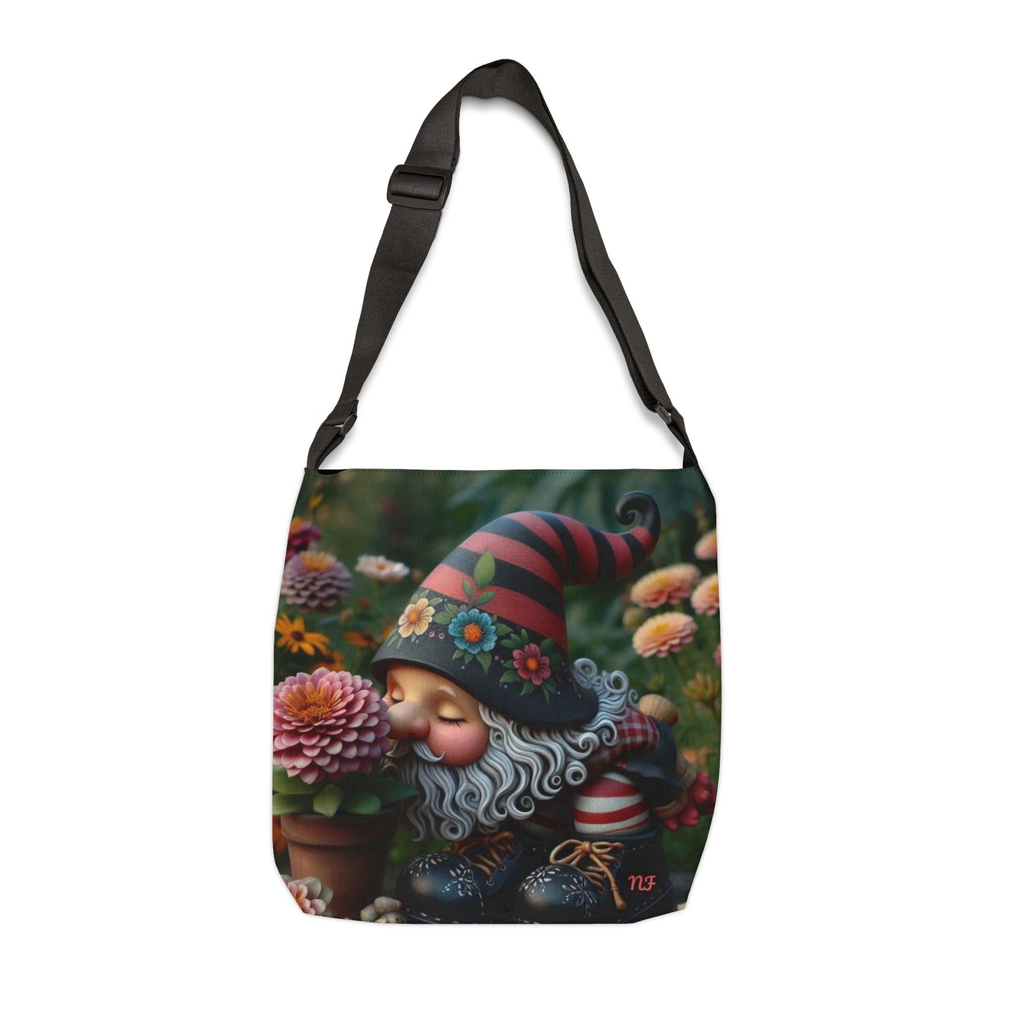 Flower Gnome Adjustable Tote Bag (aiB & J Collections) RED