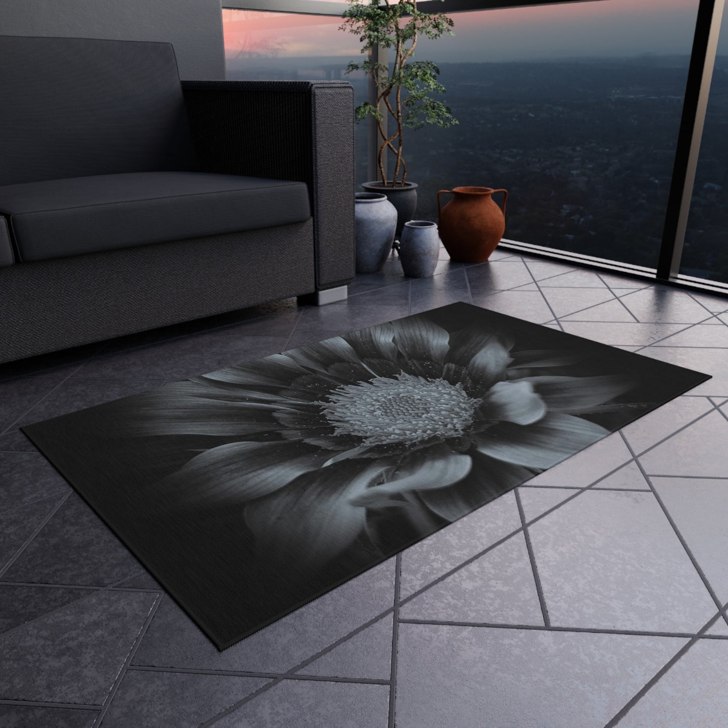 Midnight Bloom Outdoor Rug (Brookson Collection)