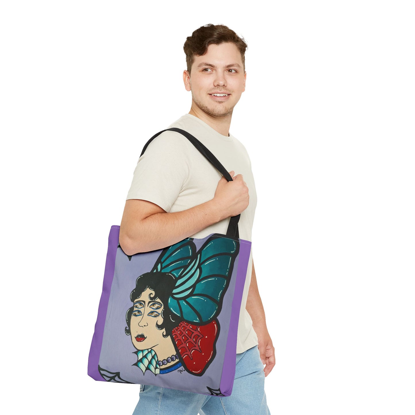 Lady Flutter Tote Bag (Peculiar Paintings Collection) PURPLE