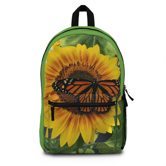 Happy Sunflower Butterfly Backpack (Enchanted Exposures By Tammy Lyne) GREEN