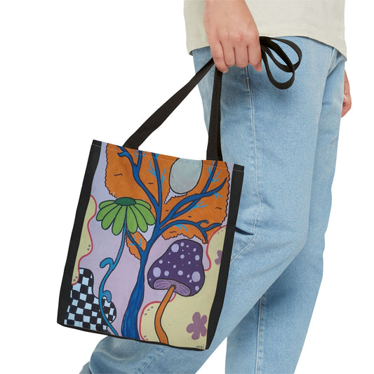 Mystical Mushroom Tote Bag (Peculiar Paintings Collection) BLACK