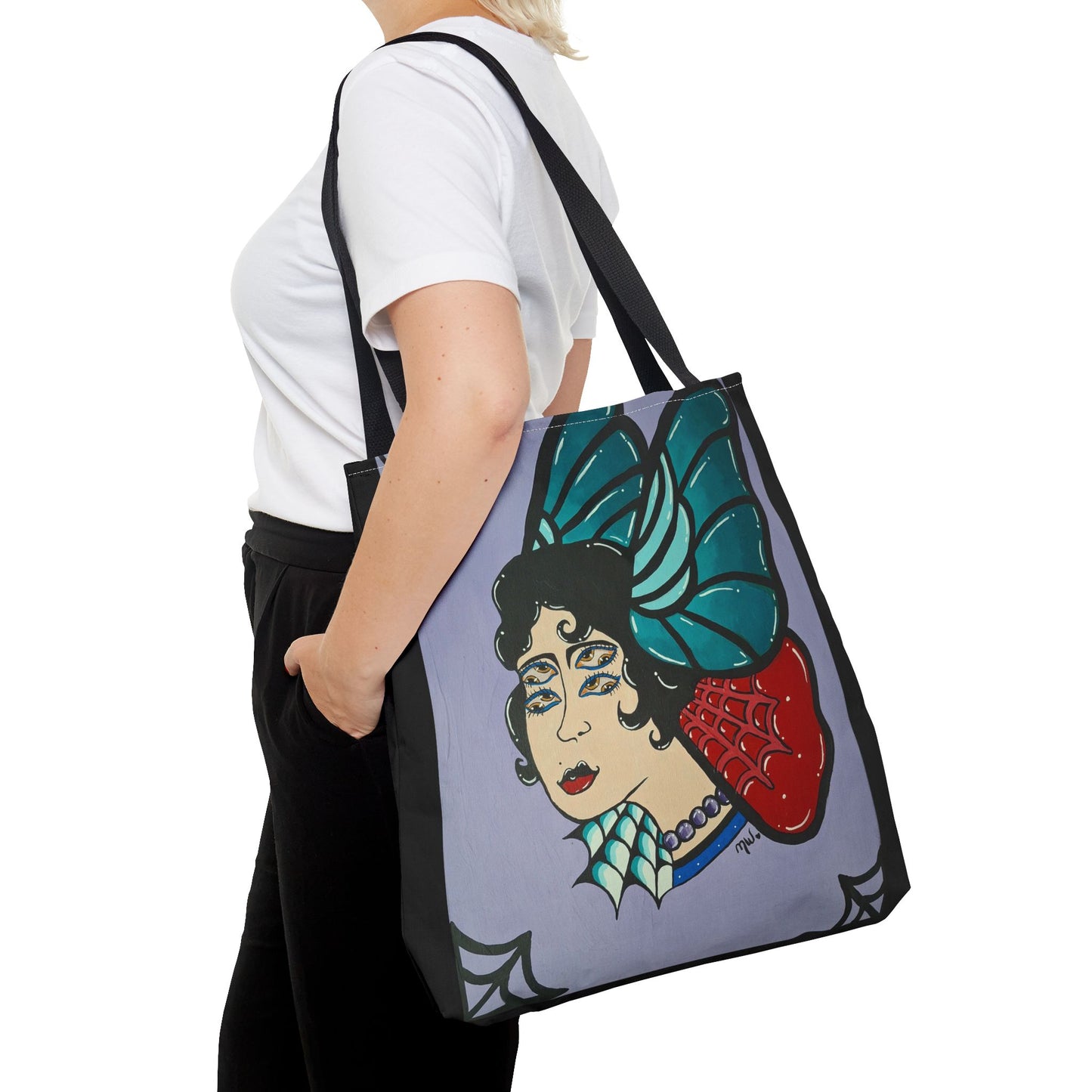 Lady Flutter Tote Bag (Peculiar Paintings Collection) BLACK