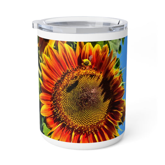 Bumble Bee Sunflower Insulated Coffee Mug, 10oz (Enchanted Exposures By Tammy Lyne Collection) BLUE