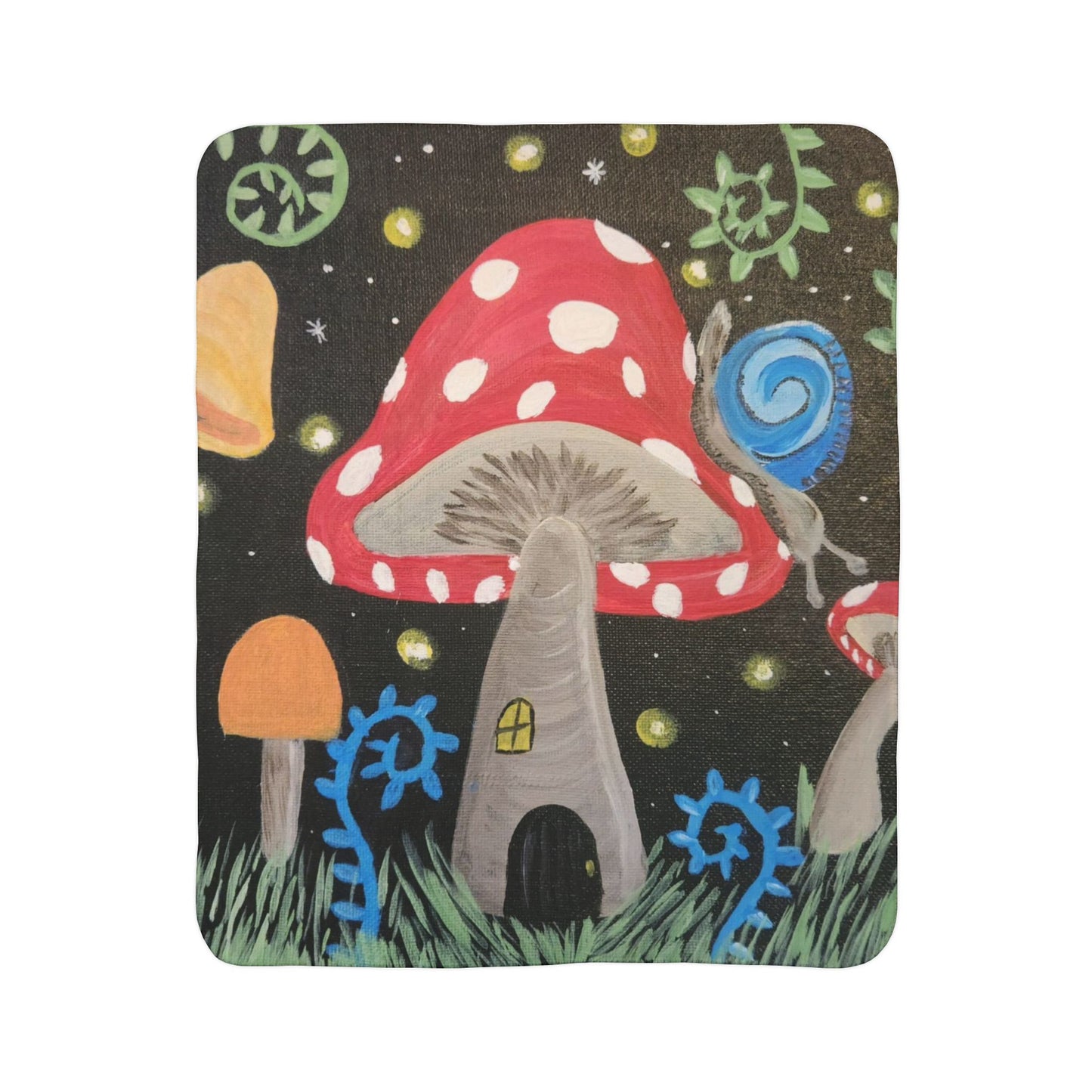 Magical Mushroom Fleece Sherpa Blanket (Brookson Collection)