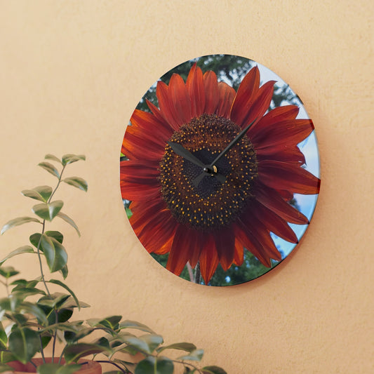 Heart Sunflower Acrylic Wall Clock(Enchanted Exposures By Tammy Lyne)