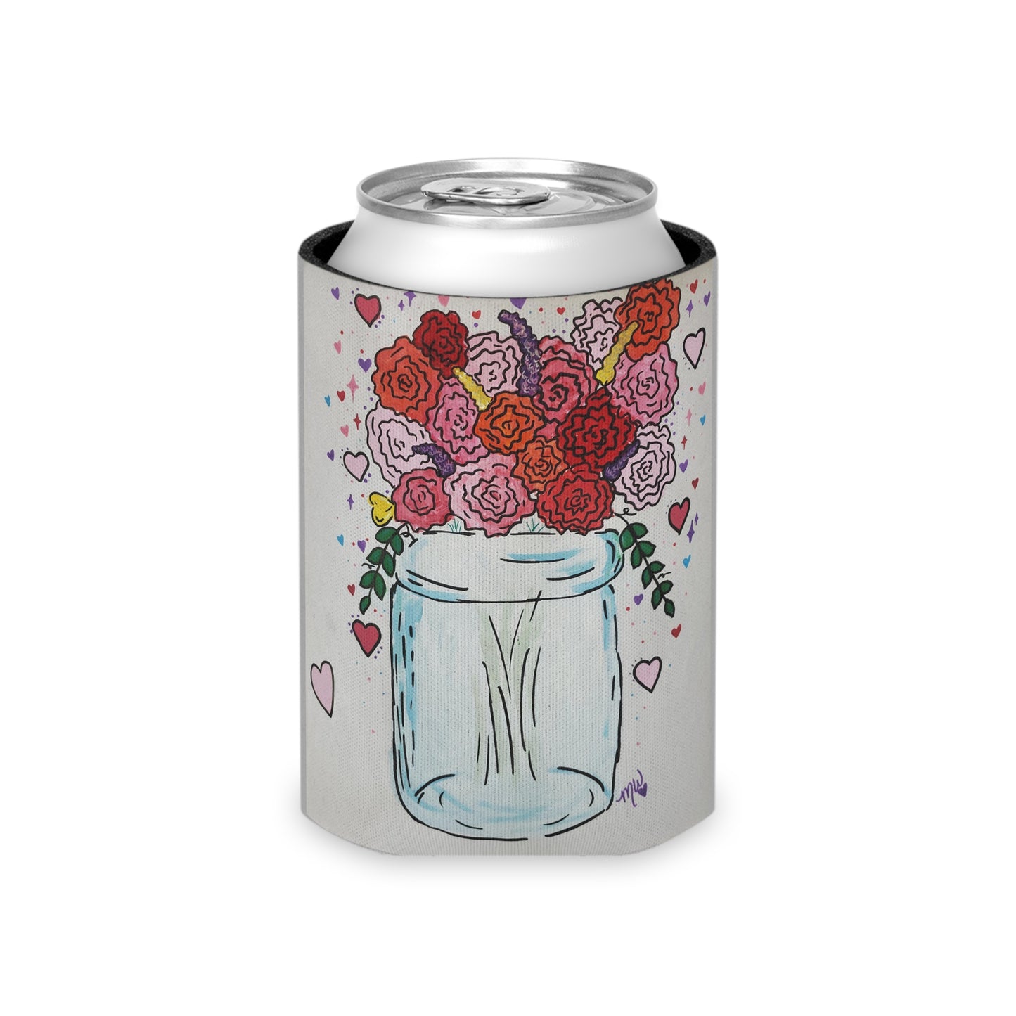 Valentines Day Regular Can Cooler Sleeve (Specialties Collection) GRAY