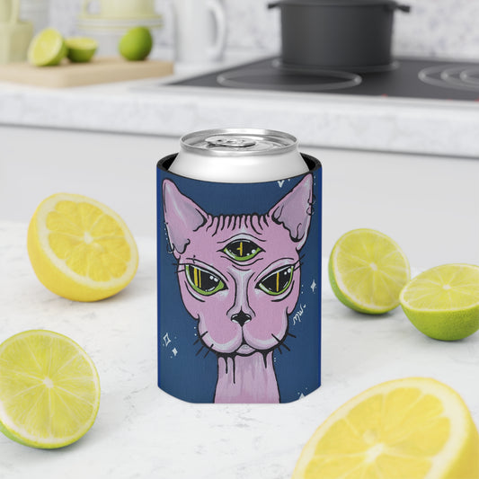 Madame Feline Can Regular Cooler Sleeve (Peculiar Paintings Collection) NAVY