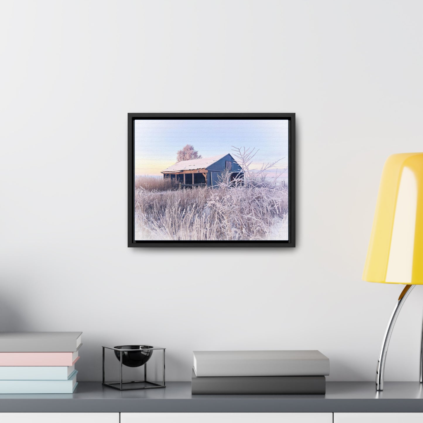 Wintery Barn Canvas, Horizontal Frame (SP Photography Collection)