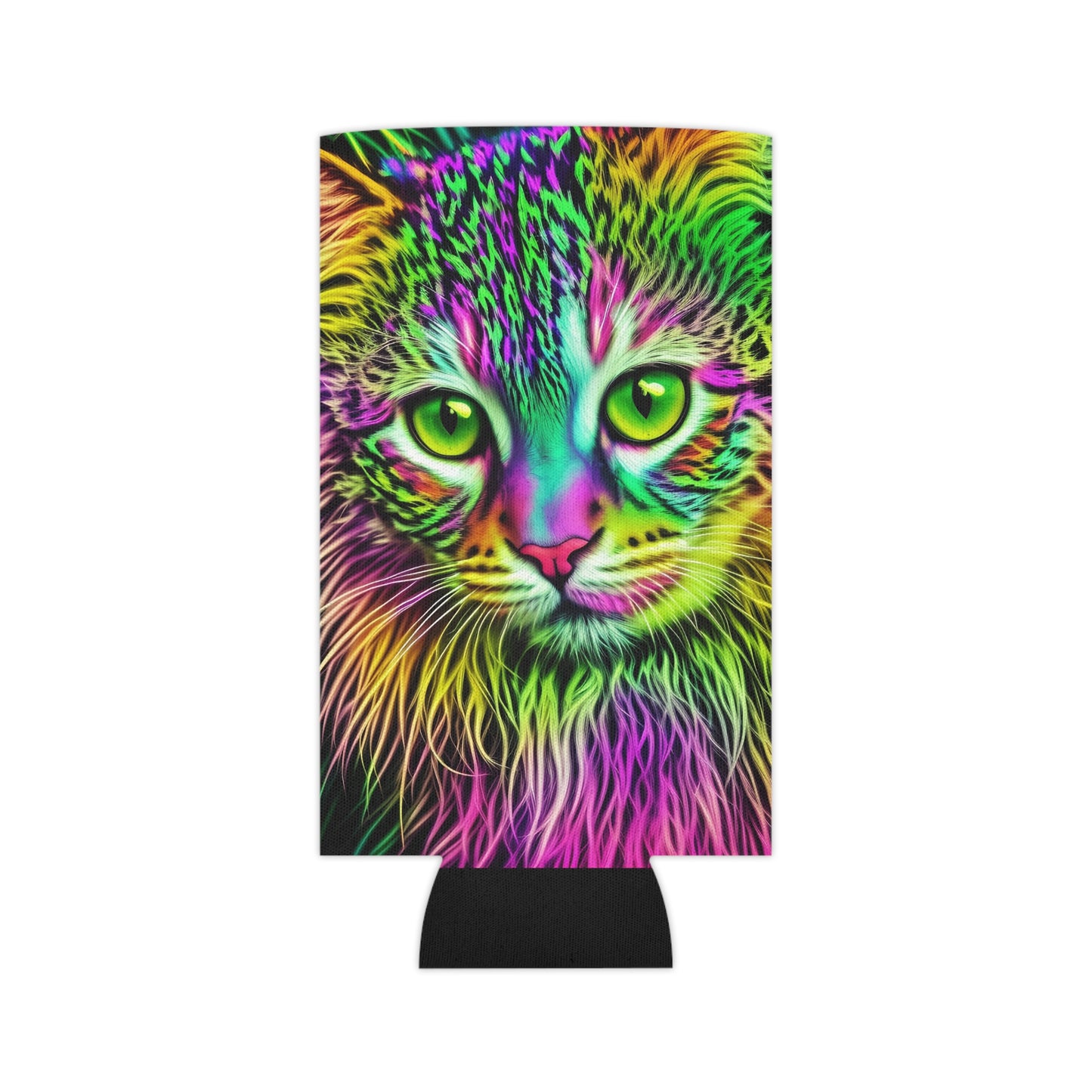 Colorful Kitty Slim Can Cooler Sleeve (SP Photography Collection) BLACK