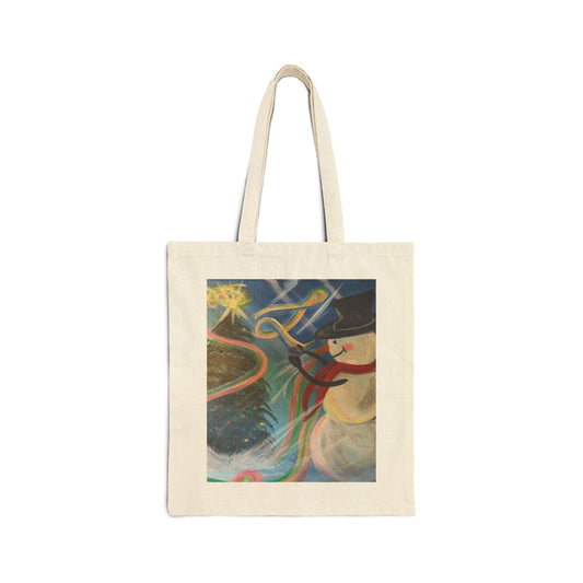 Snowman Cotton Canvas Tote Bag (Savor The Moment Collection)