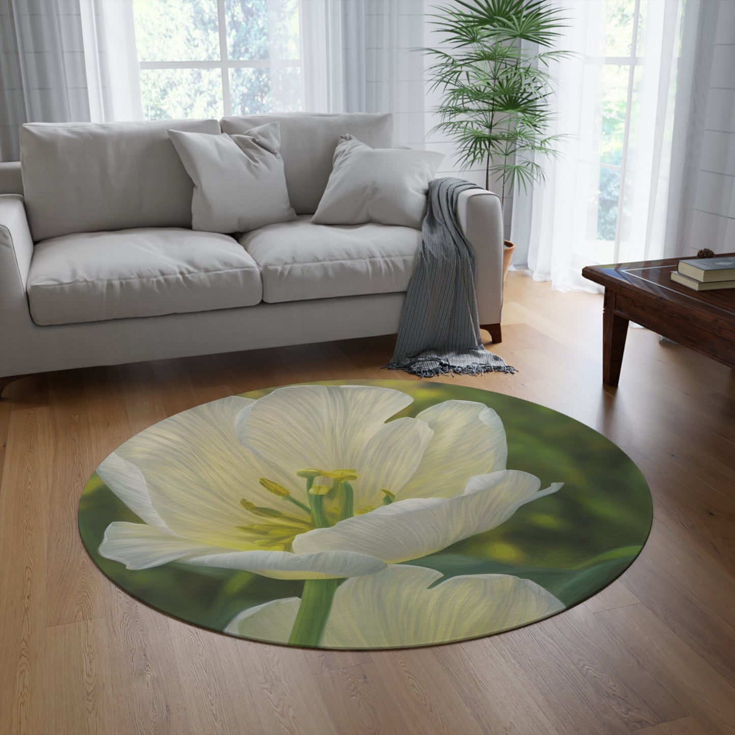 White Tulip Round Rug (SP Photography Collection)