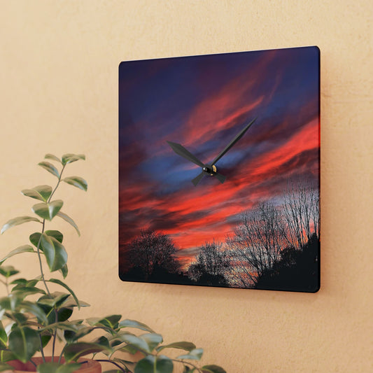 Pink Sky Acrylic Wall Clock (B & J Collections)