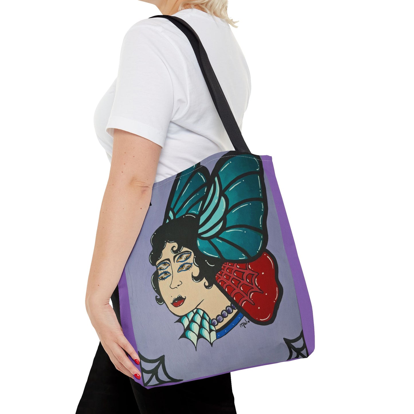 Lady Flutter Tote Bag (Peculiar Paintings Collection) PURPLE