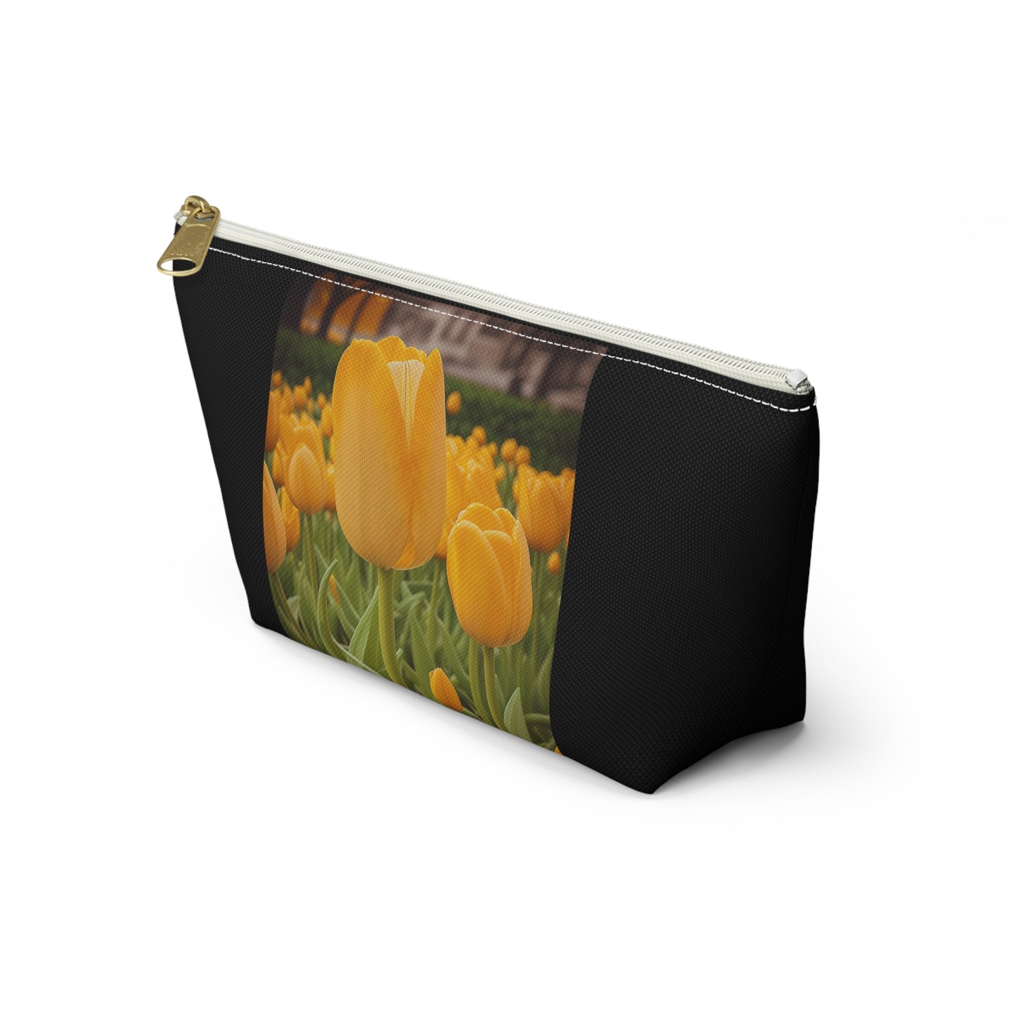 Yellow Tulip Accessory Pouch w T-bottom (SP Photography Collection) BLACK