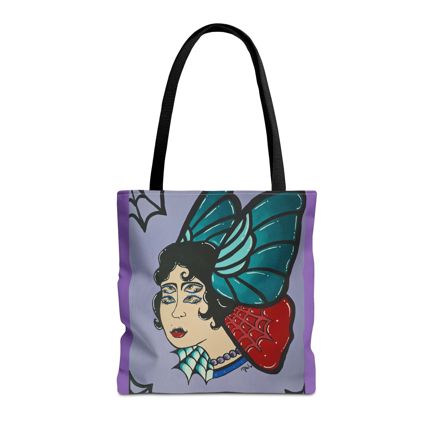 Lady Flutter Tote Bag (Peculiar Paintings Collection) PURPLE