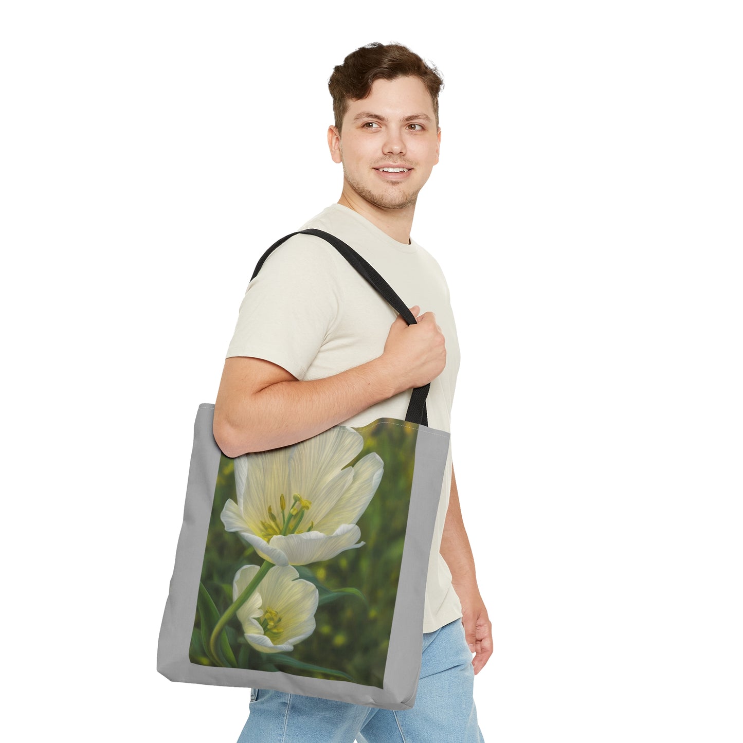 White Tulip Tote Bag (SP Photography Collection) GRAY