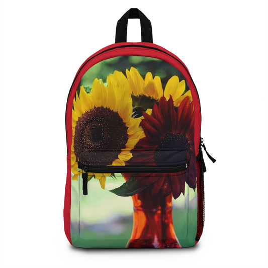 Bunched Sunflower Backpack (Custom Creations By Catelyn) RED