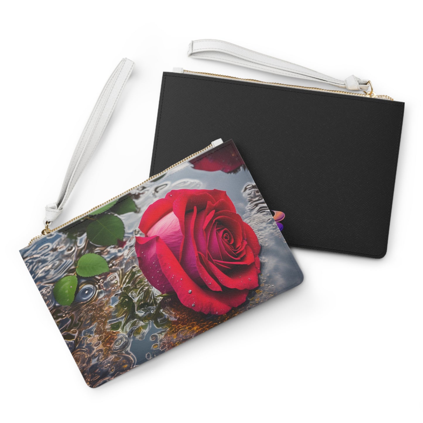 Red Rose Large Clutch Bag (SP Photography Collection) BLACK