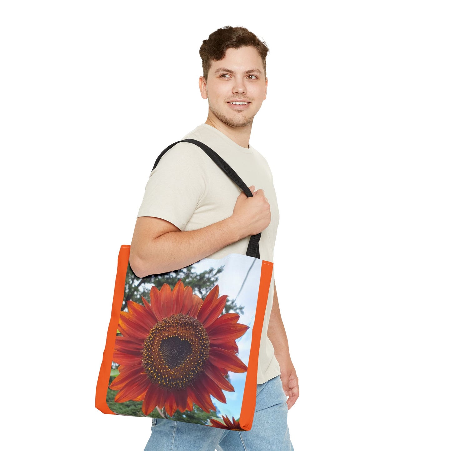 Heart Sunflower Tote Bag (Enchanted Exposures By Tammy Lyne) ORANGE