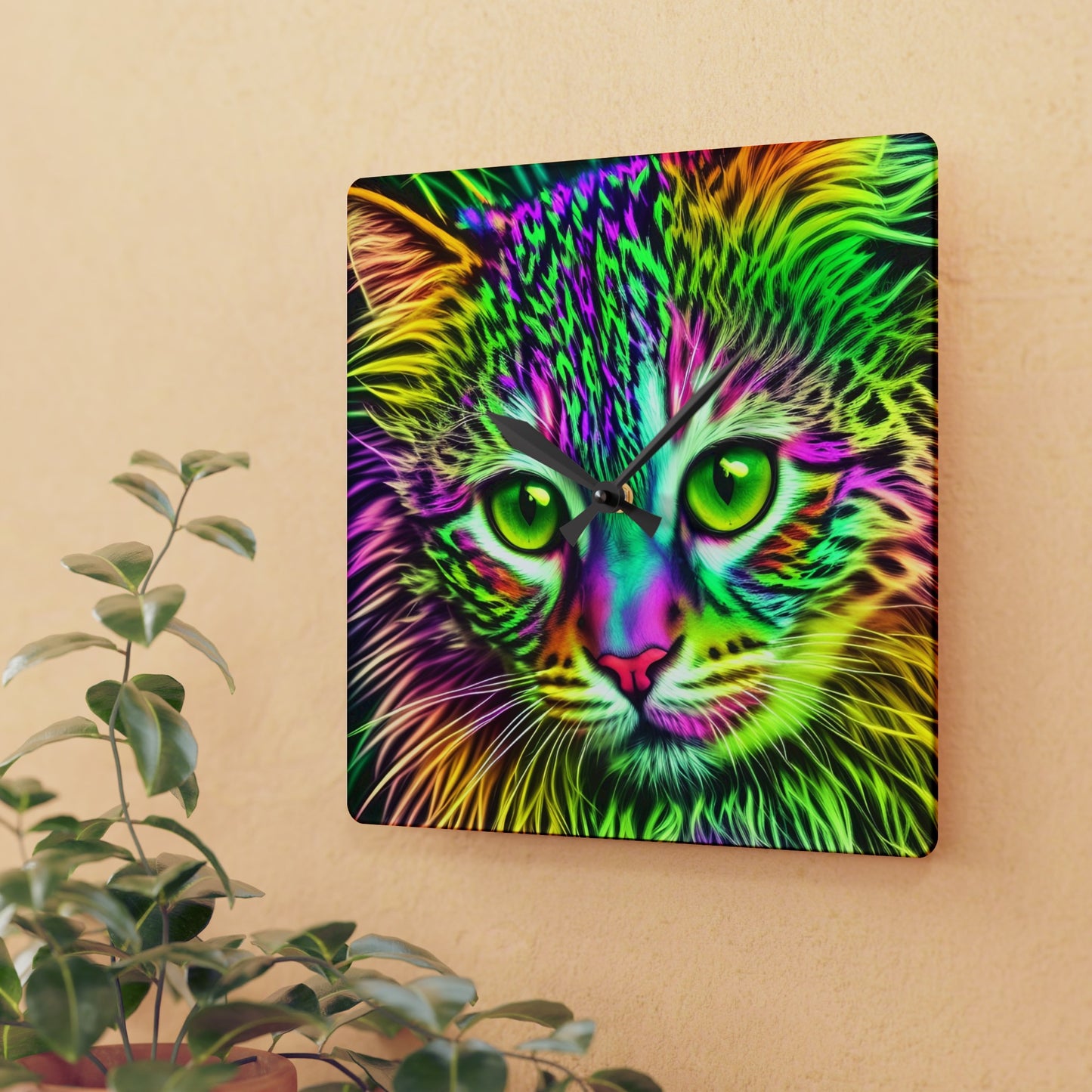 Colorful Kitty Acrylic Wall Clock (SP Photography Collection)