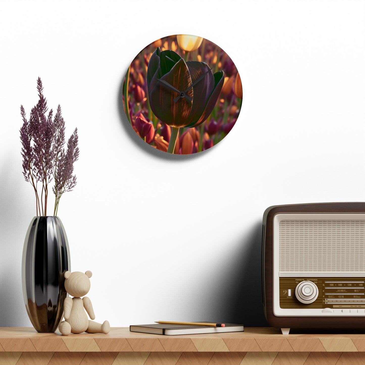 Purple Tulip Acrylic Wall Clock(SP Photography Collection)