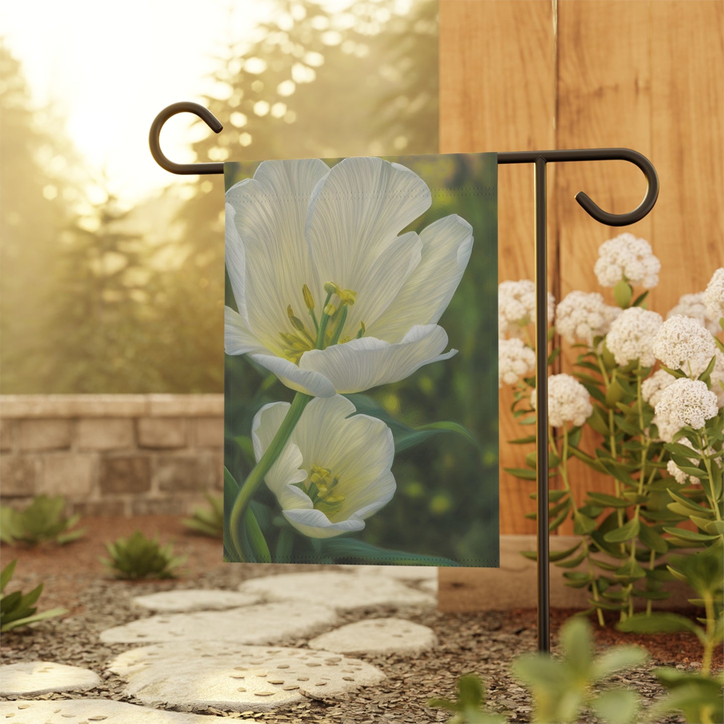 White Tulip Garden & House Banner (SP Photography Collection, Pole Not Included)