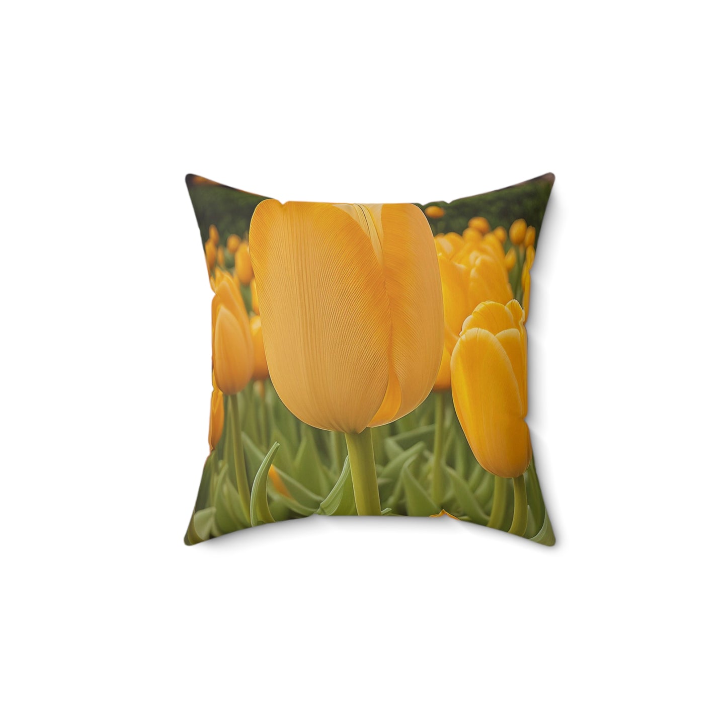 Yellow Tulip Spun Polyester Square Pillow (SP Photography Collection) BLACK