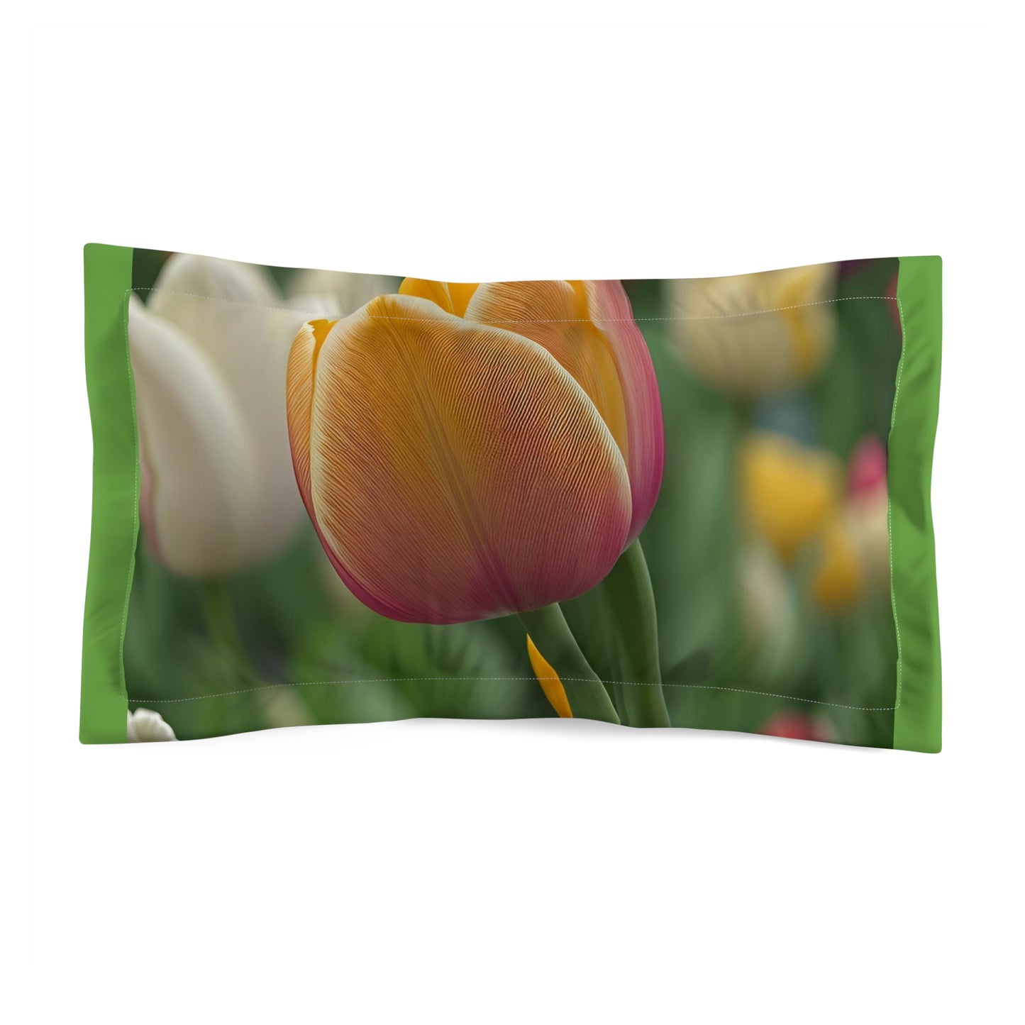 Orange Tulip Microfiber Pillow Sham (SP Photography Collection) GREEN