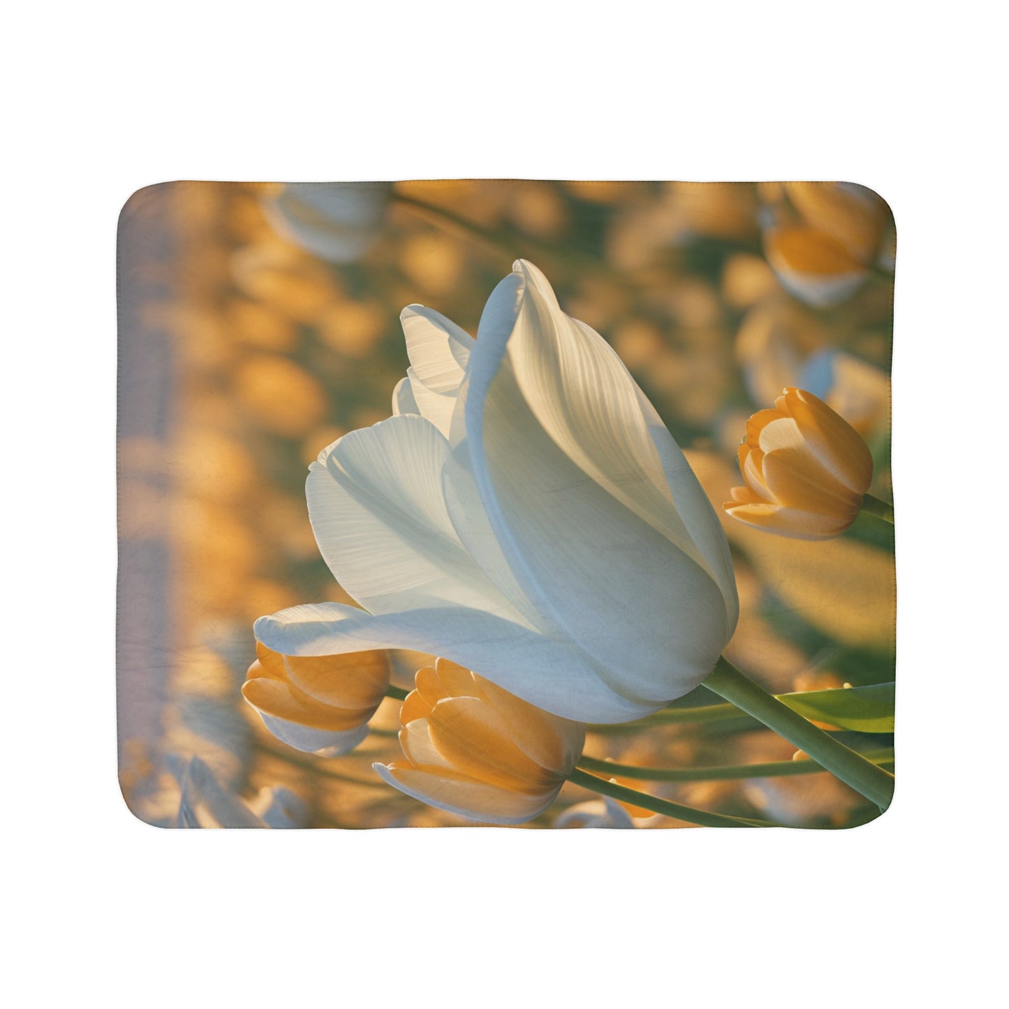 White Flower Tulip Fleece Sherpa Blanket (SP Photography Collection)