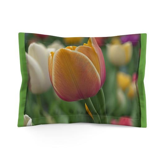 Orange Tulip Microfiber Pillow Sham (SP Photography Collection) GREEN