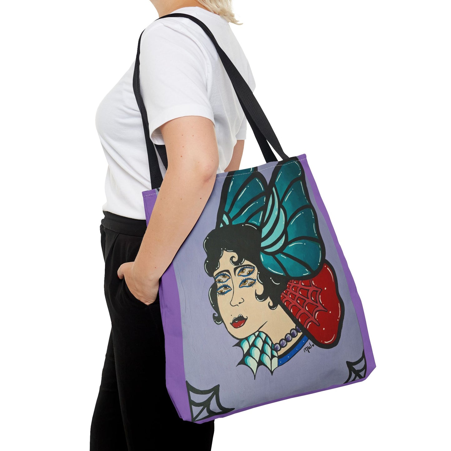 Lady Flutter Tote Bag (Peculiar Paintings Collection) PURPLE