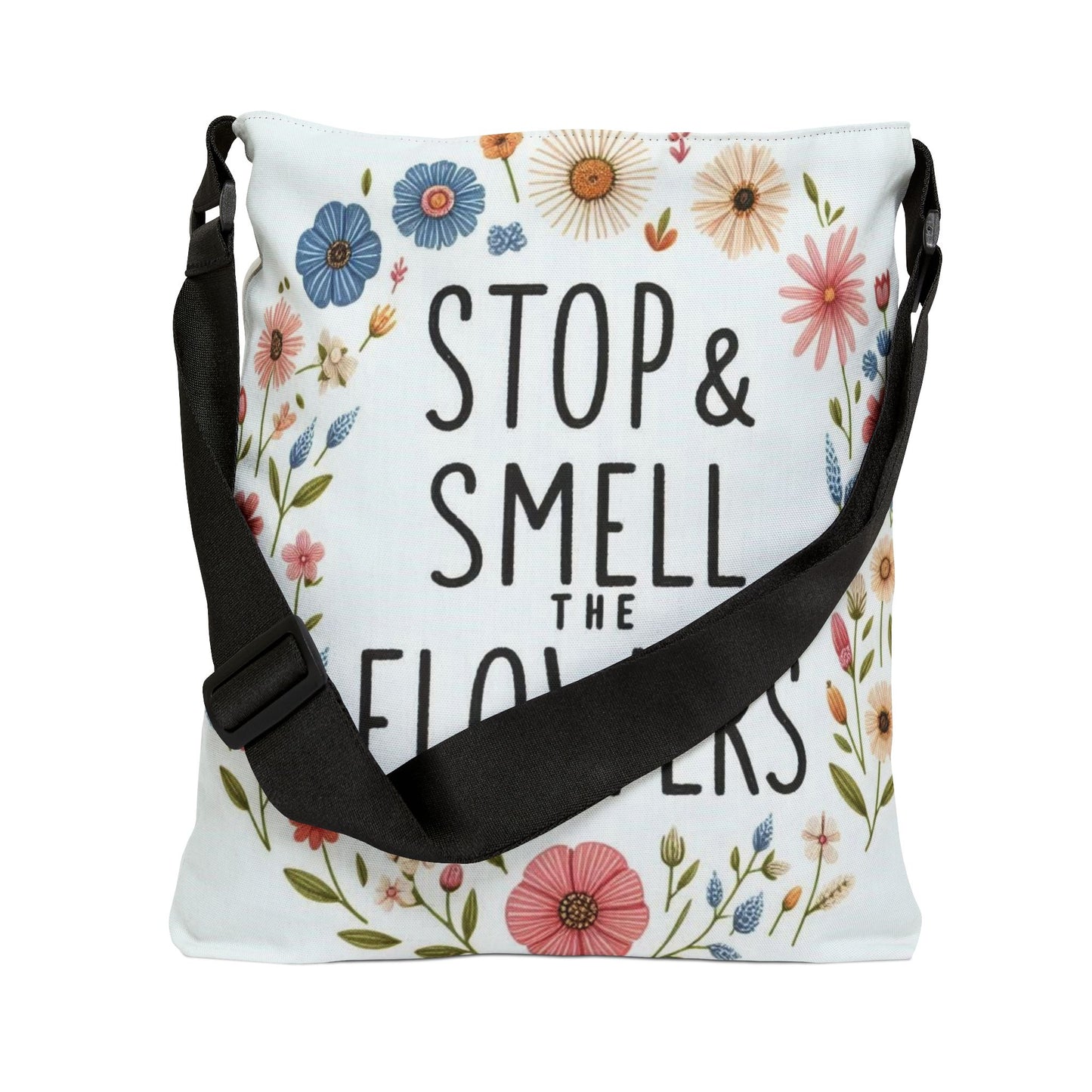 Smell The Flowers Adjustable Tote Bag (aiB & J Collections) PURPLE