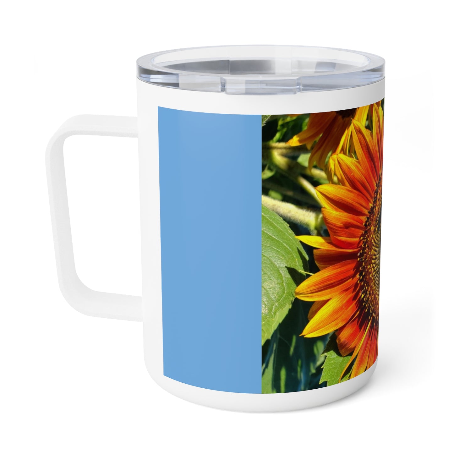 Bumble Bee Sunflower Insulated Coffee Mug, 10oz (Enchanted Exposures By Tammy Lyne Collection) BLUE