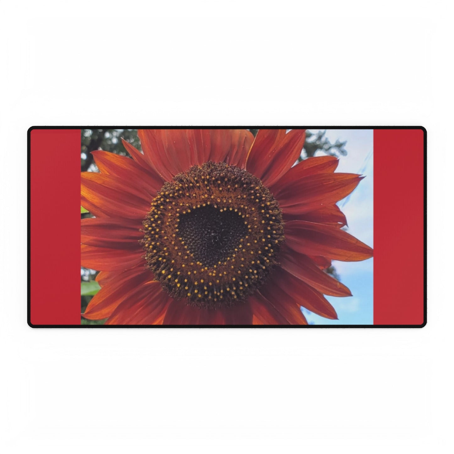 Heart Sunflower Desk Mat (Enchanted Exposures By Tammy Lyne) RED