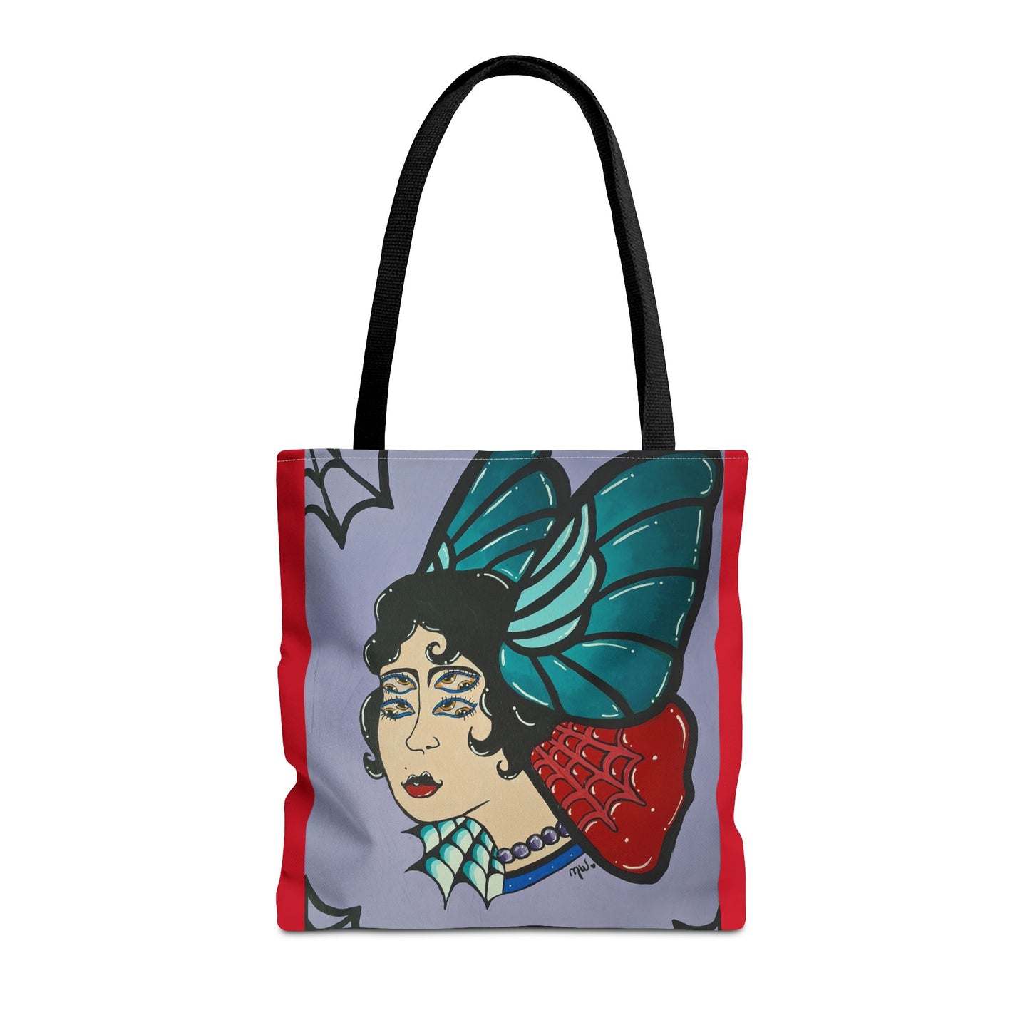 Lady Flutter Tote Bag (Peculiar Paintings Collection) RED