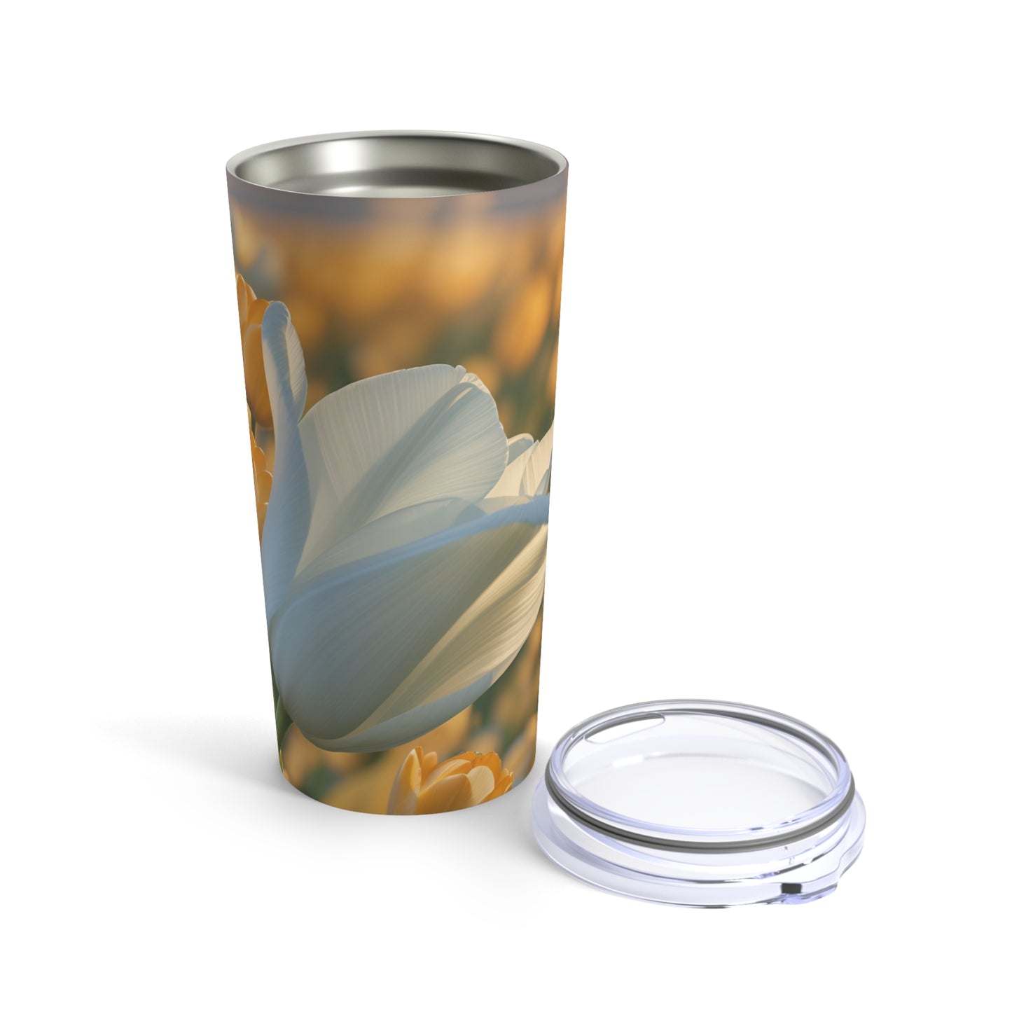 White Flower Tulip Tumbler 20oz (SP Photography Collection) BROWN