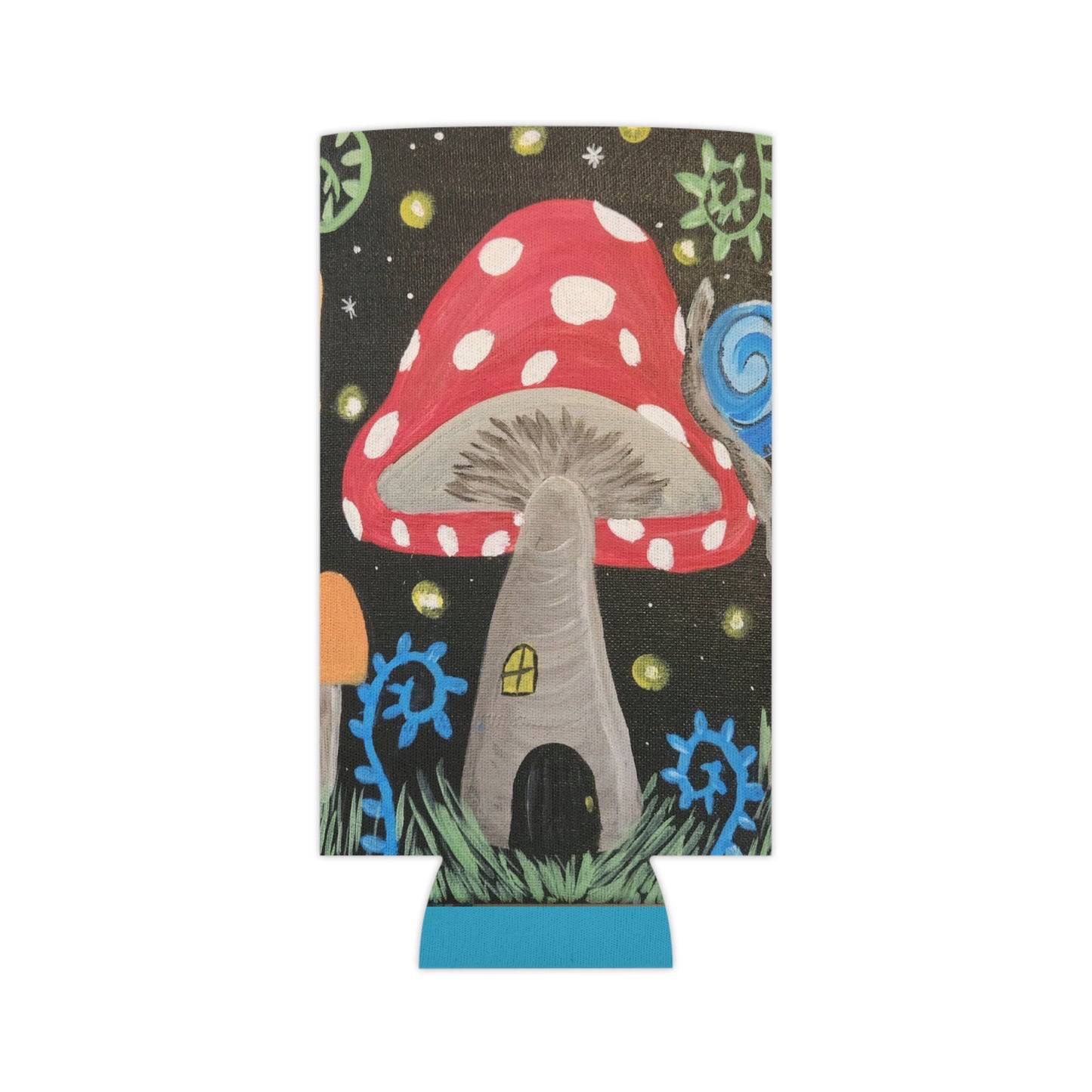 Magical Mushroom Slim Can Cooler Sleeve (Brookson Collection) BLUE