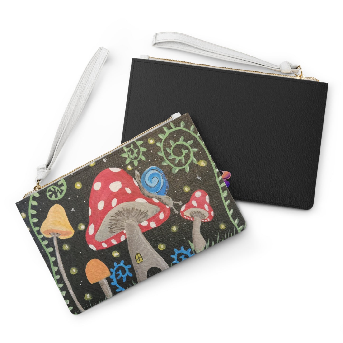 Magical Mushrooms Large Clutch Bag (Brookson Collection) BLACK