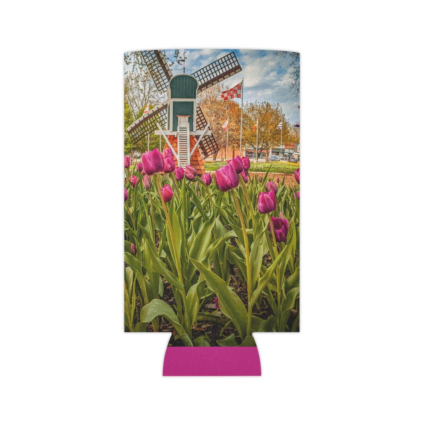 Windmill Tulips Slim Can Cooler Sleeve (SP Photography Collection) PINK