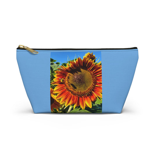 Bumble Bee Sunflower Accessory Pouch w T-bottom (Enchanted Exposures By Tammy Lyne Collection) BLUE