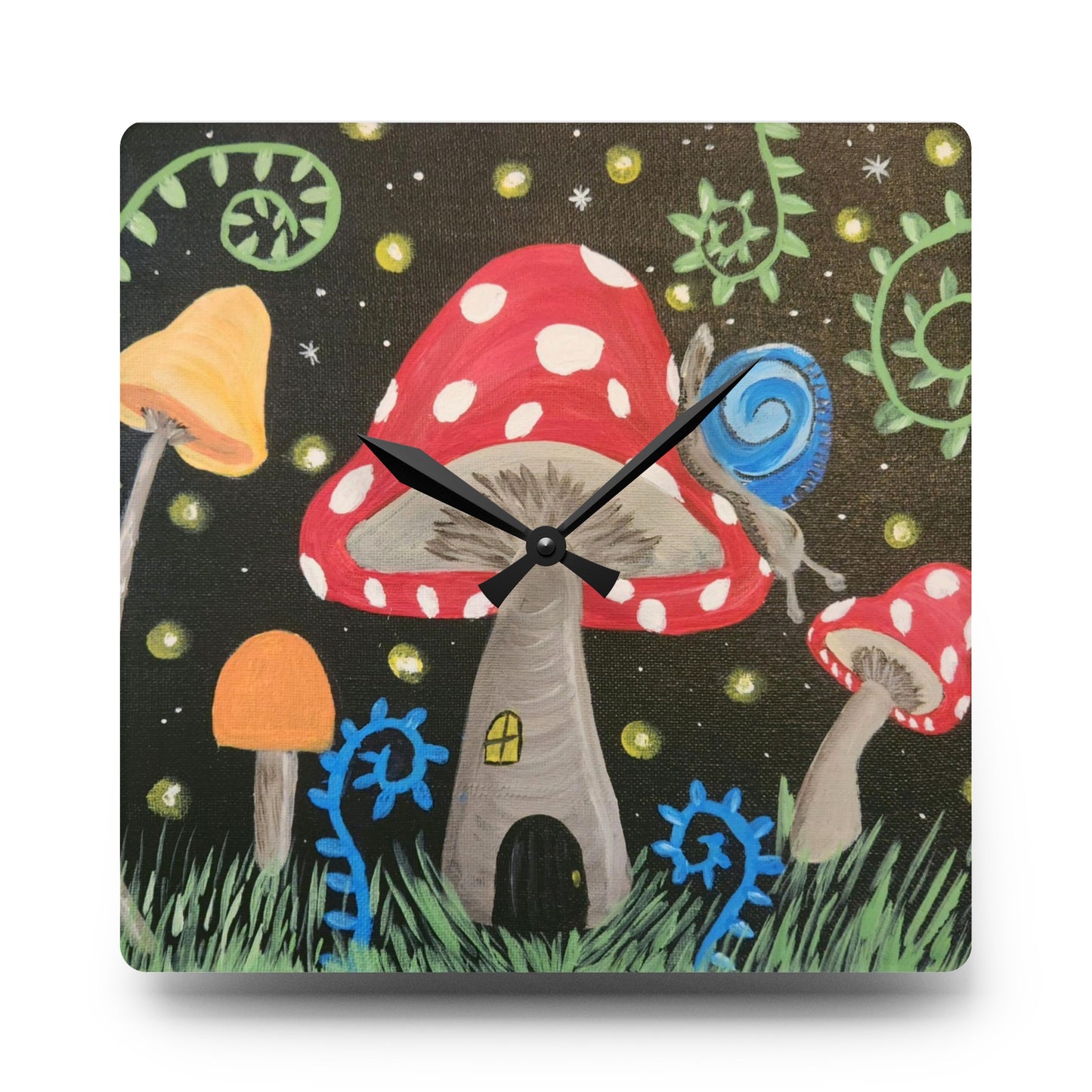 Magical Mushrooms Acrylic Wall Clock (Brookson Collection)