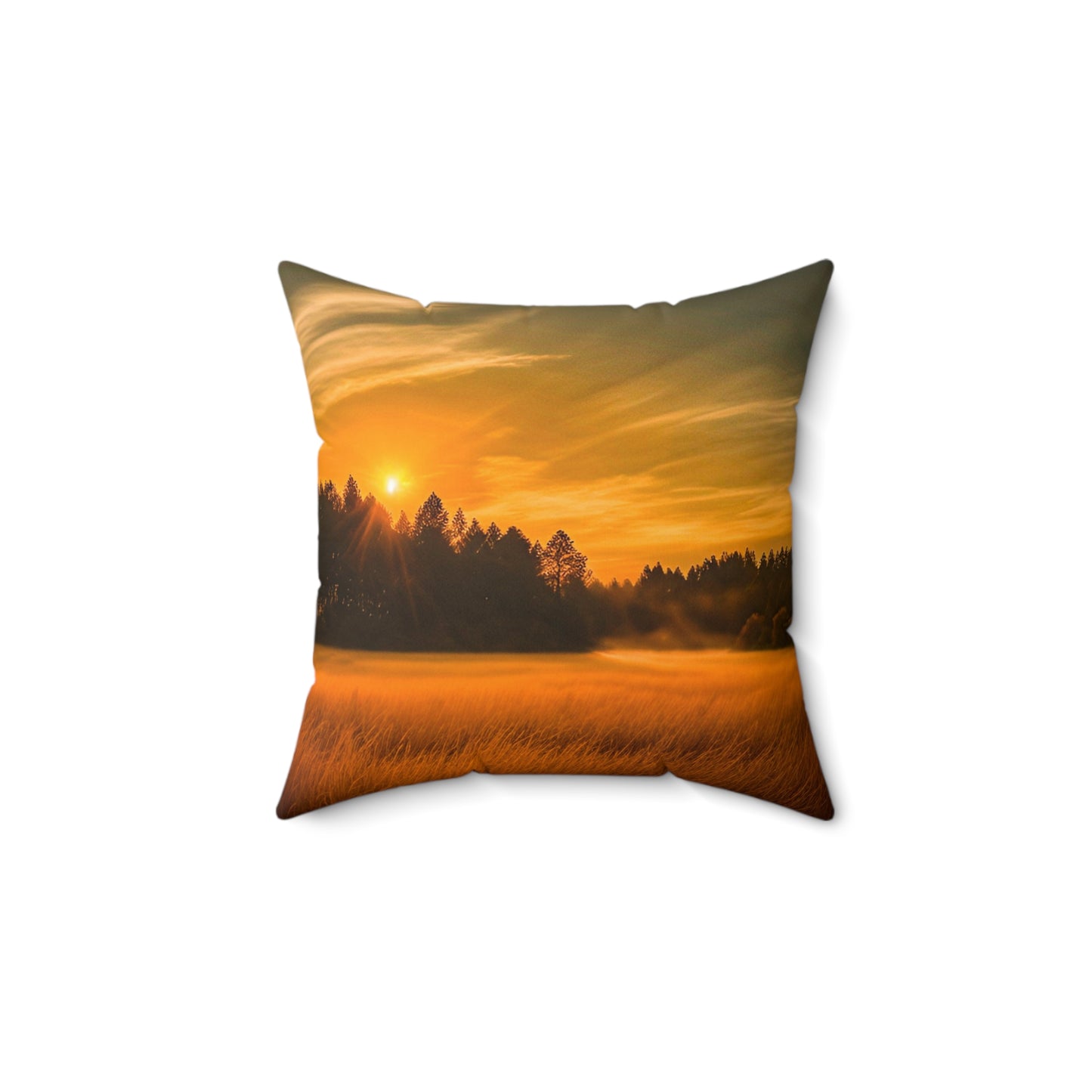 Field Sunset Polyester Square Pillow (SP Photography Collection) BLACK