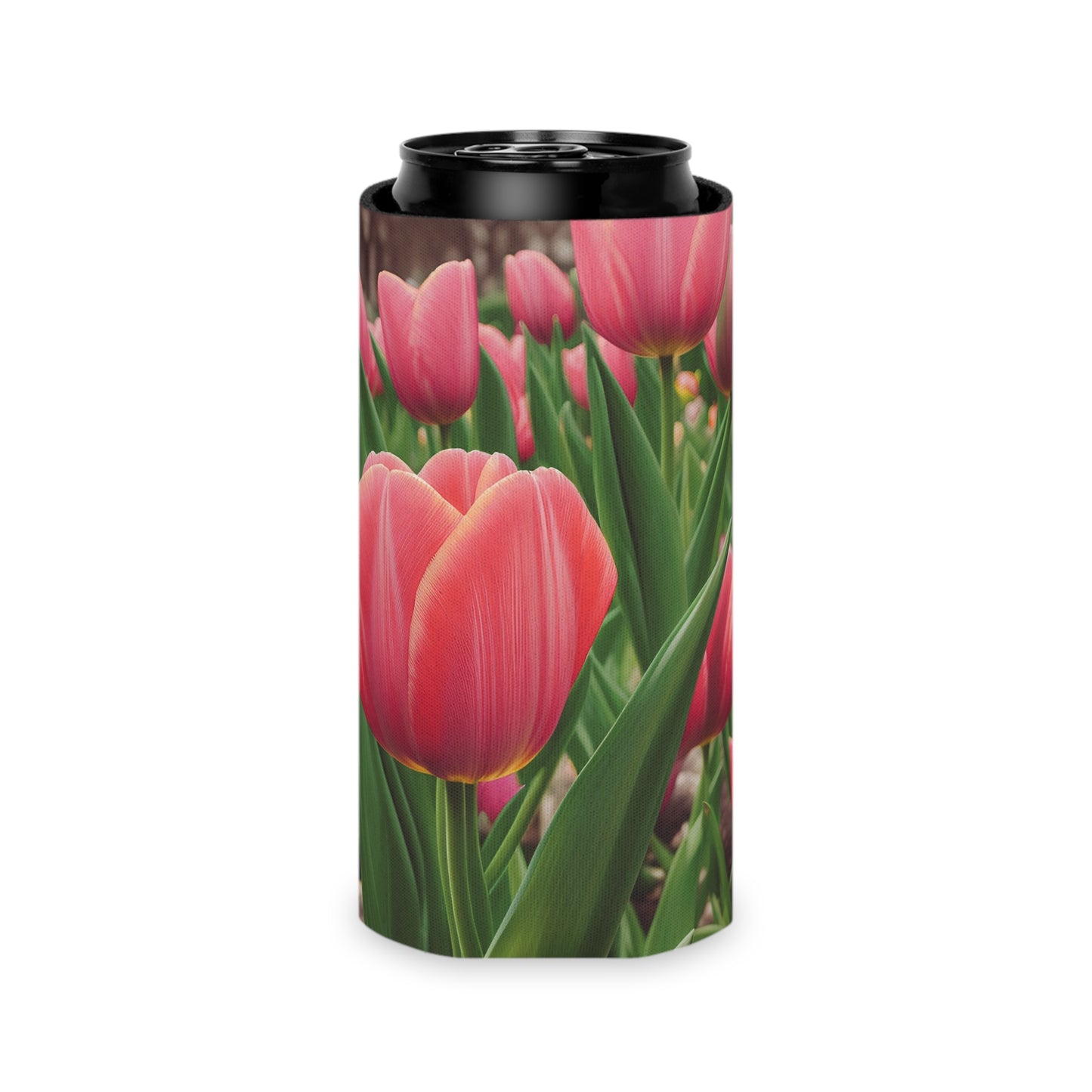 Pink Tulip Can Slim Cooler Sleeve (SP Photography Collection) GREEN