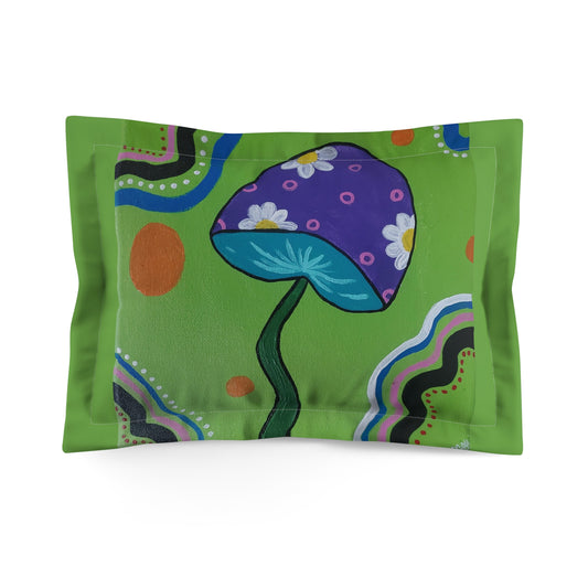 Marguerite Mushroom Microfiber Pillow Sham (Peculiar Paintings Collection)