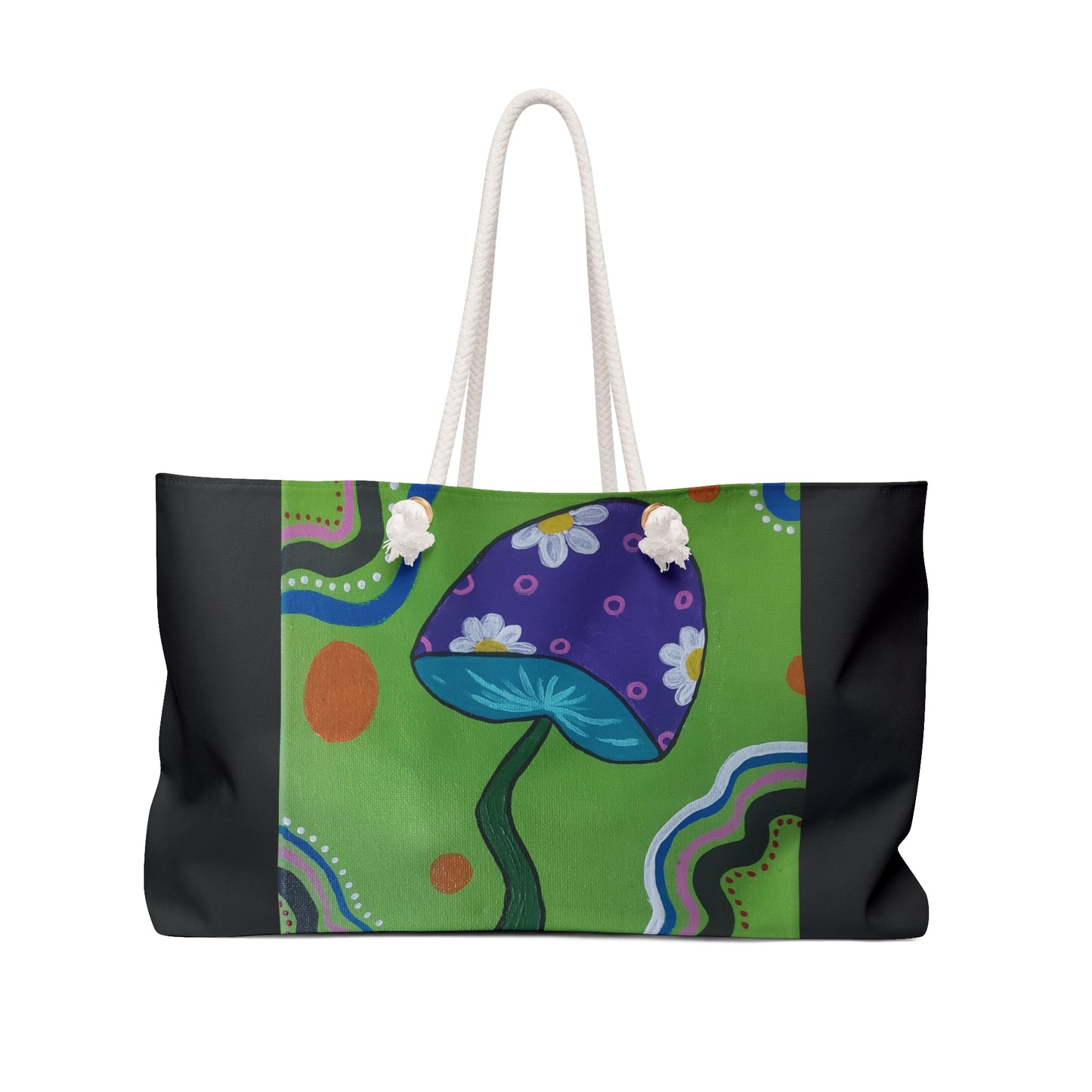 Marguerite Mushroom Weekender Bag (Peculiar Paintings Collection) BLACK