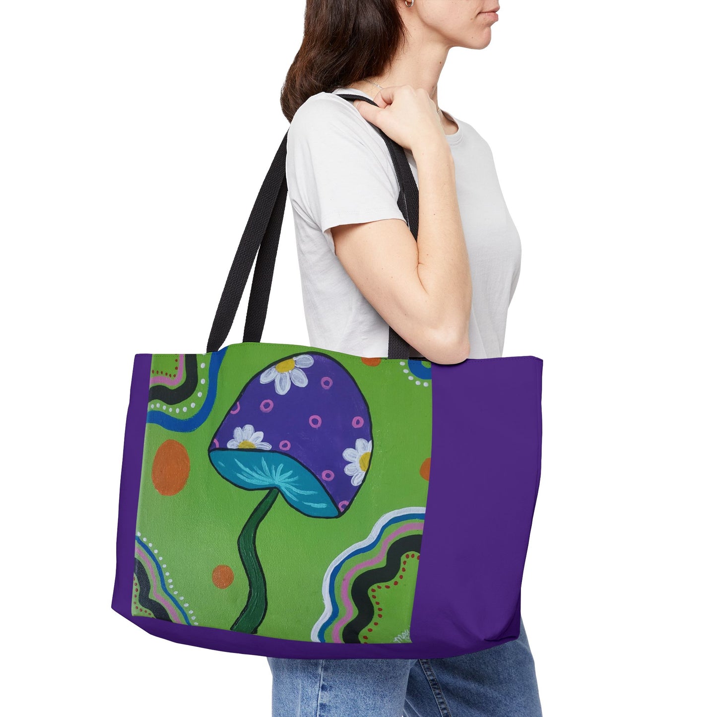 Marguerite Mushroom Weekender Tote Bag (Peculiar Paintings Collection) PURPLE