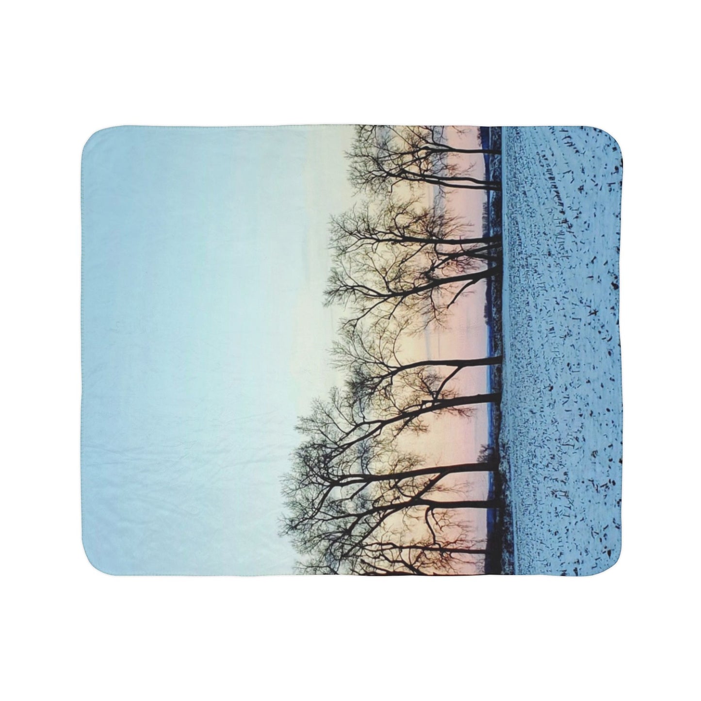 Snowy Tree Line Fleece Sherpa Blanket (Enchanted Exposures By Tammy Lyne)