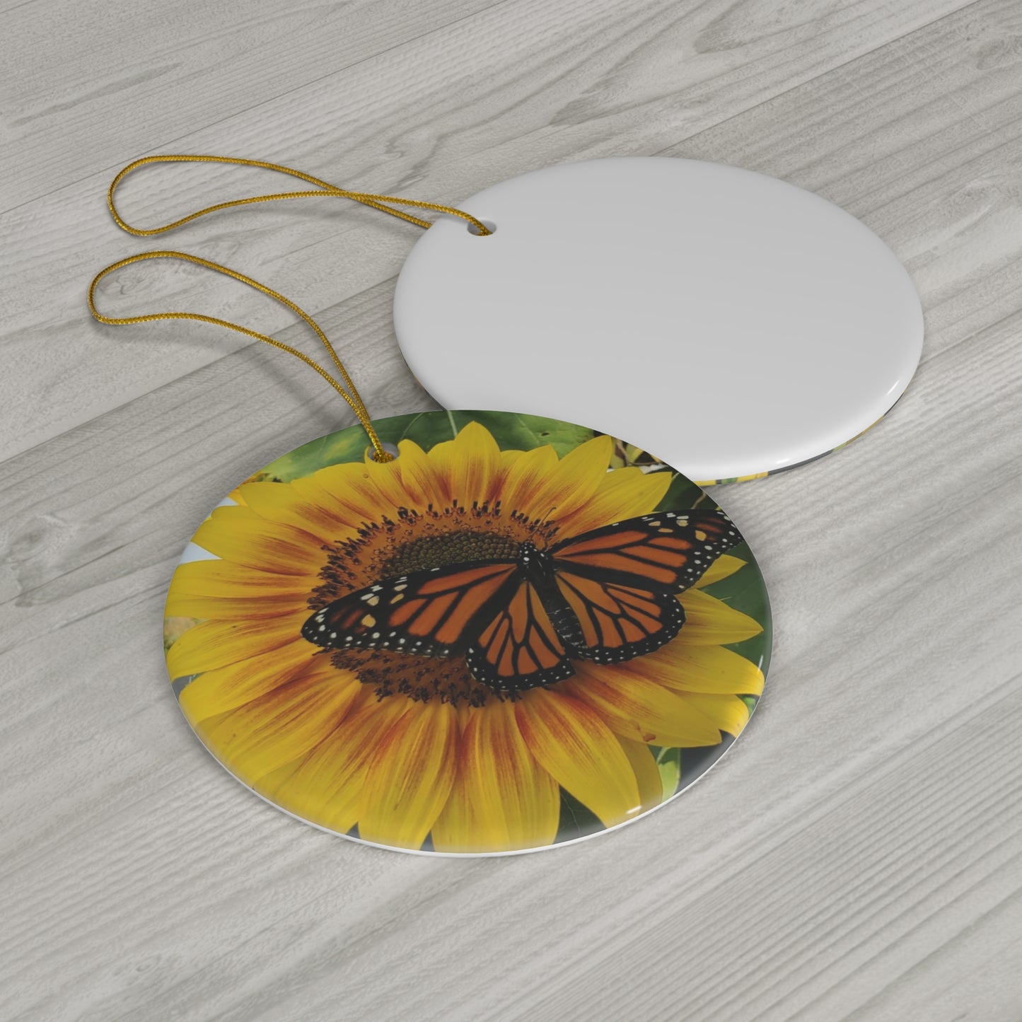 Happy Sunflower Ceramic Ornament (Enchanted Exposures By Tammy Lyne)