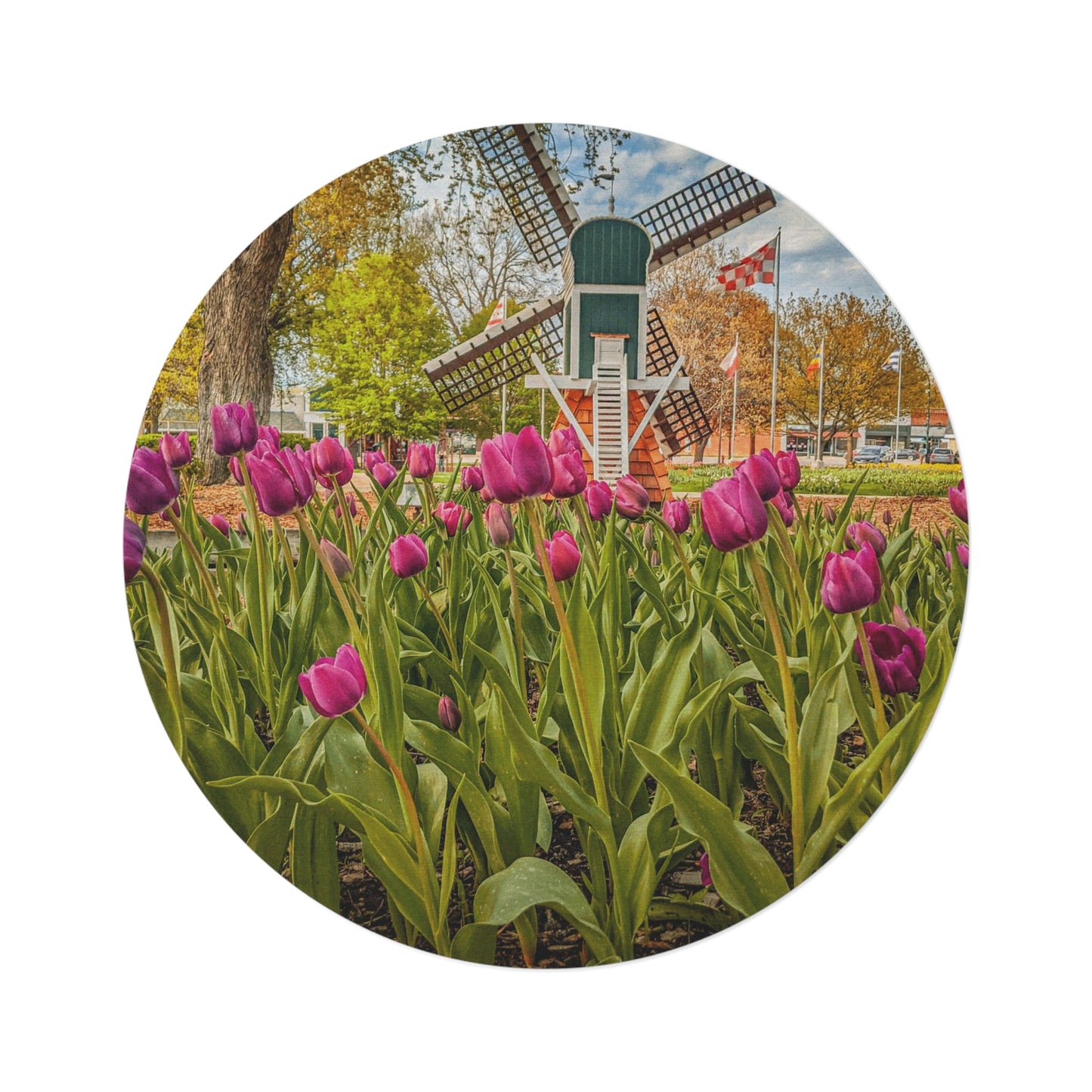 Windmill Tulips Round Rug (SP Photography Collection)